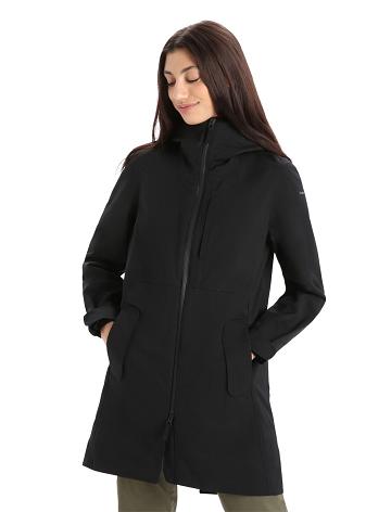 Black Icebreaker City Label Shell+™ Merino 4-in-1 Parka Women's Jackets | AU 1650RVDW